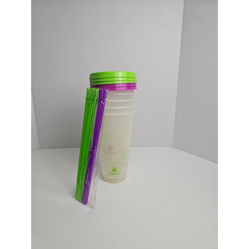 Manna Color Changing 24 oz Plastic Tumblers with Lids and Straws (Set of 5)